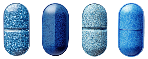 PNG Set of blue pills on transparent background