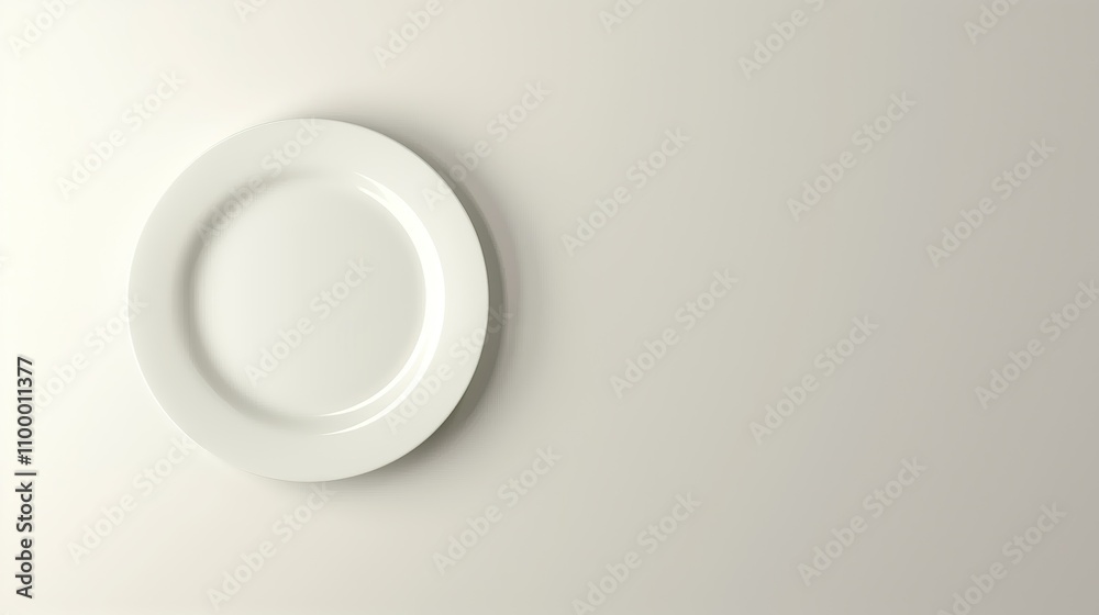 Aufkleber minimalist white plate on light background simplicity and elegance top view copy space