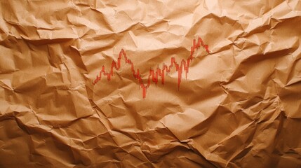 Crumpled paper showing a fluctuating stock market graph representing financial trends and analysis.
