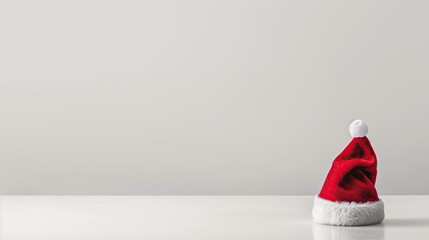 Fototapeta premium playful red Santa hat with white trim featuring golf ball on top chrismtas xmas holiday celebration copy space