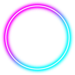 Neon ring light two tone. Outline circle neon light. Circle border frame. Arcade games 