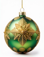 Fototapeta premium Festive Décor Essentials: Gold & Green Christmas Baubles