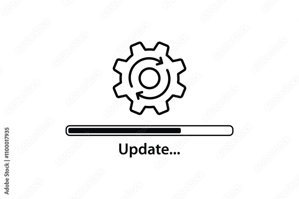 Aufkleber update vector icon. upgrade system sign symbol. installing software. loading process. system update 