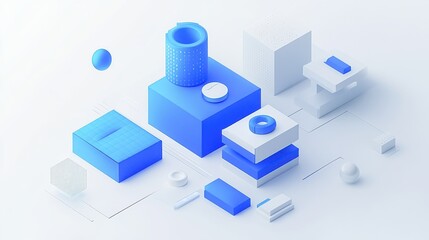 Abstract geometric shapes in blue and white, ideal for modern design projects.