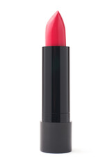 Obraz premium Red lipstick in a black case isolated on white