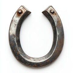 Old rusty horseshoe isolated on white background