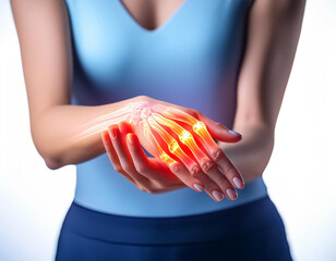 World Arthritis Day Hand Bone Pain Awareness and Ribbon red heart isolated white studio