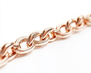 Obraz premium Close-up of a beautiful rose gold chain with intricate links and a shiny finish.