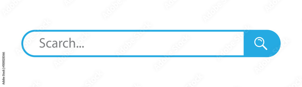 Poster a magnifying glass search button and a microphone icon for voice search in the search bar. search ba