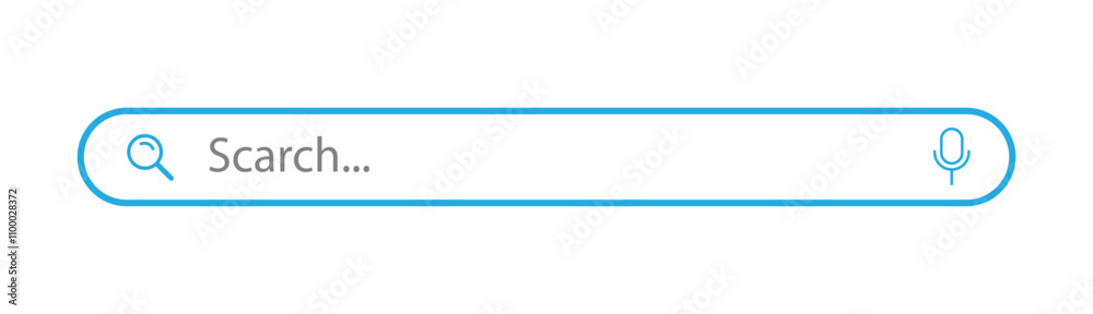 Poster a magnifying glass search button and a microphone icon for voice search in the search bar. search ba