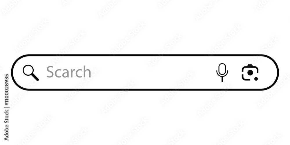 Poster search bar internet browser engine for ui design, website interface element with web icons and push 