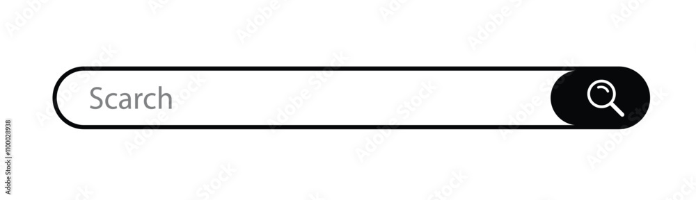 Poster search bar internet browser engine for ui design, website interface element with web icons and push 