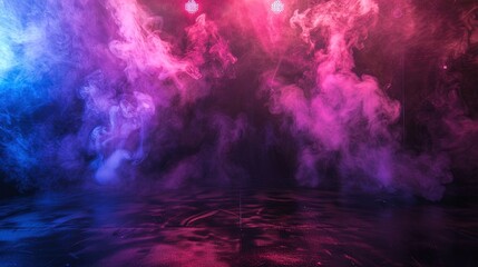 Obraz premium abstract neon stage smoke