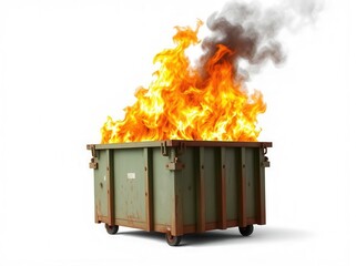 dumpster fire s isolated on a white background for use with web, print or creative projects.