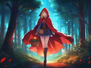 red riding hood in the forest