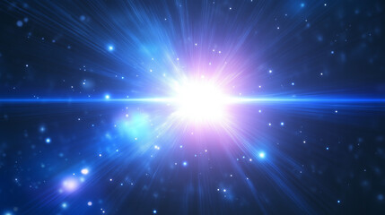 Radiant Blue Star and Energy Rays Background with Bright Flash and Shiny Flare Effects 