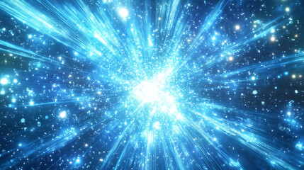 Fototapeta premium Vibrant Light Explosion with Blue Rays and Disco Burst Effects for a High-Energy Background 