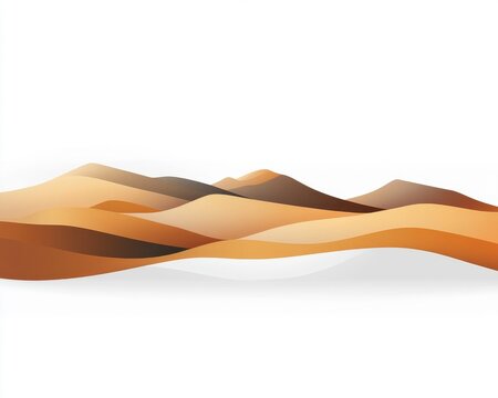 Stylized abstract hills in warm earthy tones with smooth curves against a blank background. - Powered by Adobe
