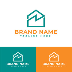 green house also letter N or lightning thunder electric logo symbol icon flat stock vector design