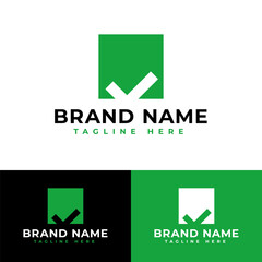 simple bold box square with check logo symbol icon flat stock vector design