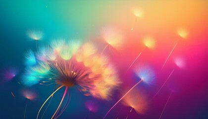 Abstract background, Dandelion gradient background with light leak and grainy texture.