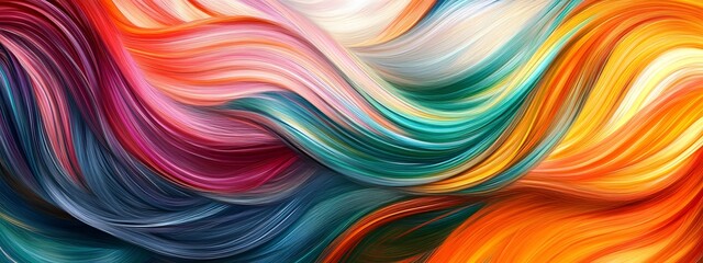 Painting of colorful, abstract hair swirls, swirling in an intricate pattern, creating a sense of movement and energy.