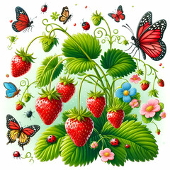 Strawberry abstract art or illustration background template