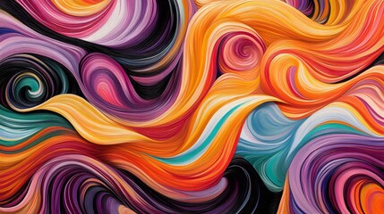 Fototapeta premium Painting of colorful, abstract hair swirls, swirling in an intricate pattern, creating a sense of movement and energy.