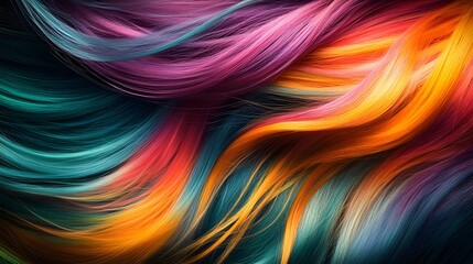 Fototapeta premium Painting of colorful, abstract hair swirls, swirling in an intricate pattern, creating a sense of movement and energy.