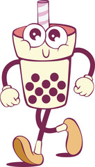 Cute bubble tea cartoon character