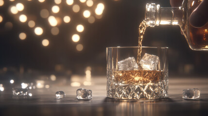 Whiskey Pour in Elegant Bar Setting