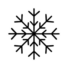 Fototapeta premium Simple Line Snowflake Icon, Black and White, Minimalist Design on White Background