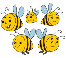 Obraz premium Bees group cartoon vector illustration