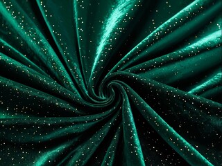 Luxurious Velvet Fabric with Emerald Green and Gold Accents in Soft, Warm Light