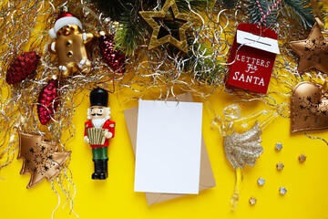 christmas card for children. ballerina and nutcracker figurine on christmas tree © Palanga