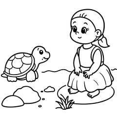 Fototapeta premium child with turtle