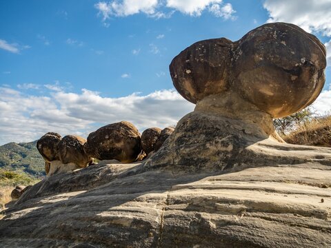 Spectacular trovant rock formations in Ulmet, Buzau County, Romania
