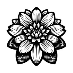 Obraz premium Simple Vector Icon of a Dahlia – Logo Design Illustration