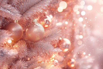 New Year card with christmas balls and Christmas ornaments for celebration season. Generative AI.