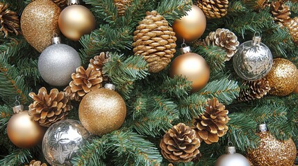 Stunning Christmas Decorations with Gold and Silver Ornaments