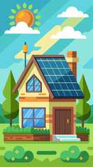 A house with a solar panel on the roof