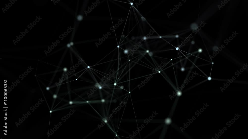 Fototapete Big data visualization. Network connection structure with chaotic distribution of points and lines. 3D rendering.