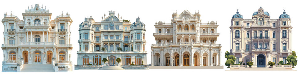 Royal Palace &ndash; Grand Residence of Monaco&rsquo;s Royal Family Isolated on Clear White Background Highly Detailed