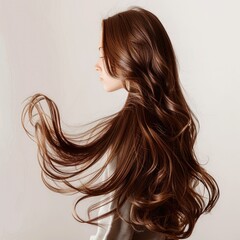 Naklejka premium Brunette wig in wind on white background.