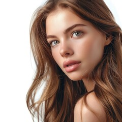 Fototapeta premium Beautiful model with healthy long hair for beauty promotions.