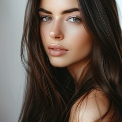 Naklejka premium Beautiful model with healthy long hair for beauty promotions.