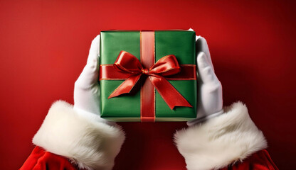 Mano de Santa Claus con regalo