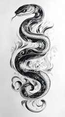 Obraz premium Ornate Snake Design with Intricate Floral Details