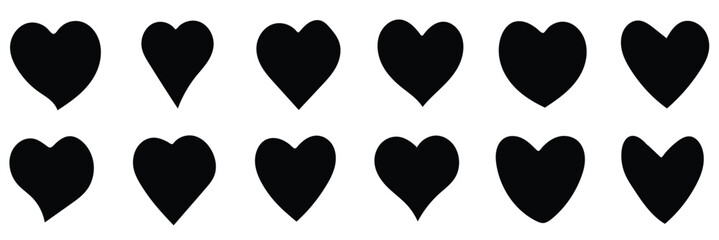 Fototapeta premium Heart vector icons set. Flat love icon isolated on white background .