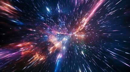 Fototapeta premium Hyperspace Flight Through Star Clusters and Nebulae